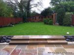 New lawn installed in 3 rings all edged with Tegula setts in pennant grey, new planting installed with maintenance plan