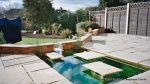 Sandstone patio installed on block & beam floor with octagon steps