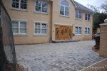 Property was resdential care home ramped pathway was constructed leading from the front of the property to the very rear, retaining walls built with interlocking blocks with added rebar and fresh concrete for strength and faced with house brick, Composite